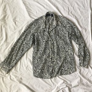 Liz Claiborne Liz Sport Zebra Print Blouse Size Large